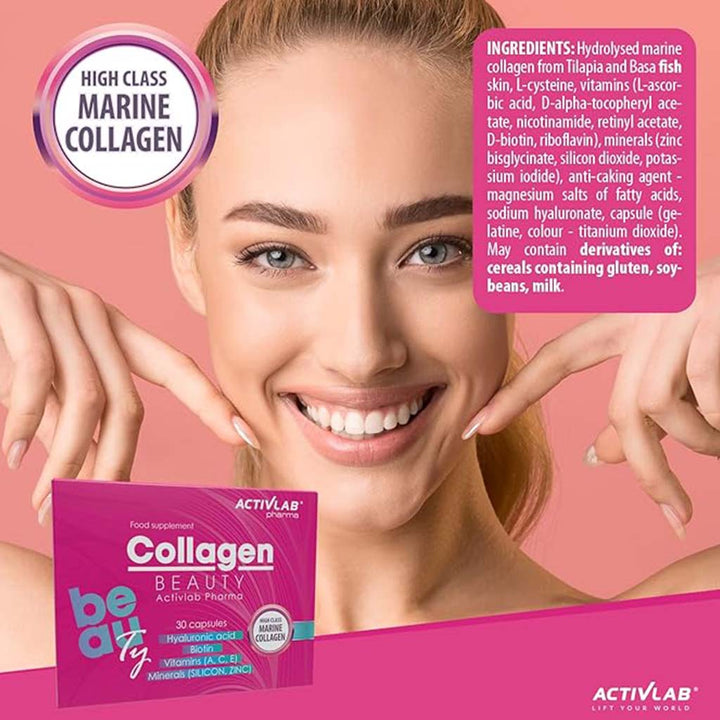 Activlab Pharma Collagen Beauty Capsules With Hyaluronic acid, Biotin, Vitamin & Minerals For Aging Skin, Pack of 30's - Easy Pharmacy LLC