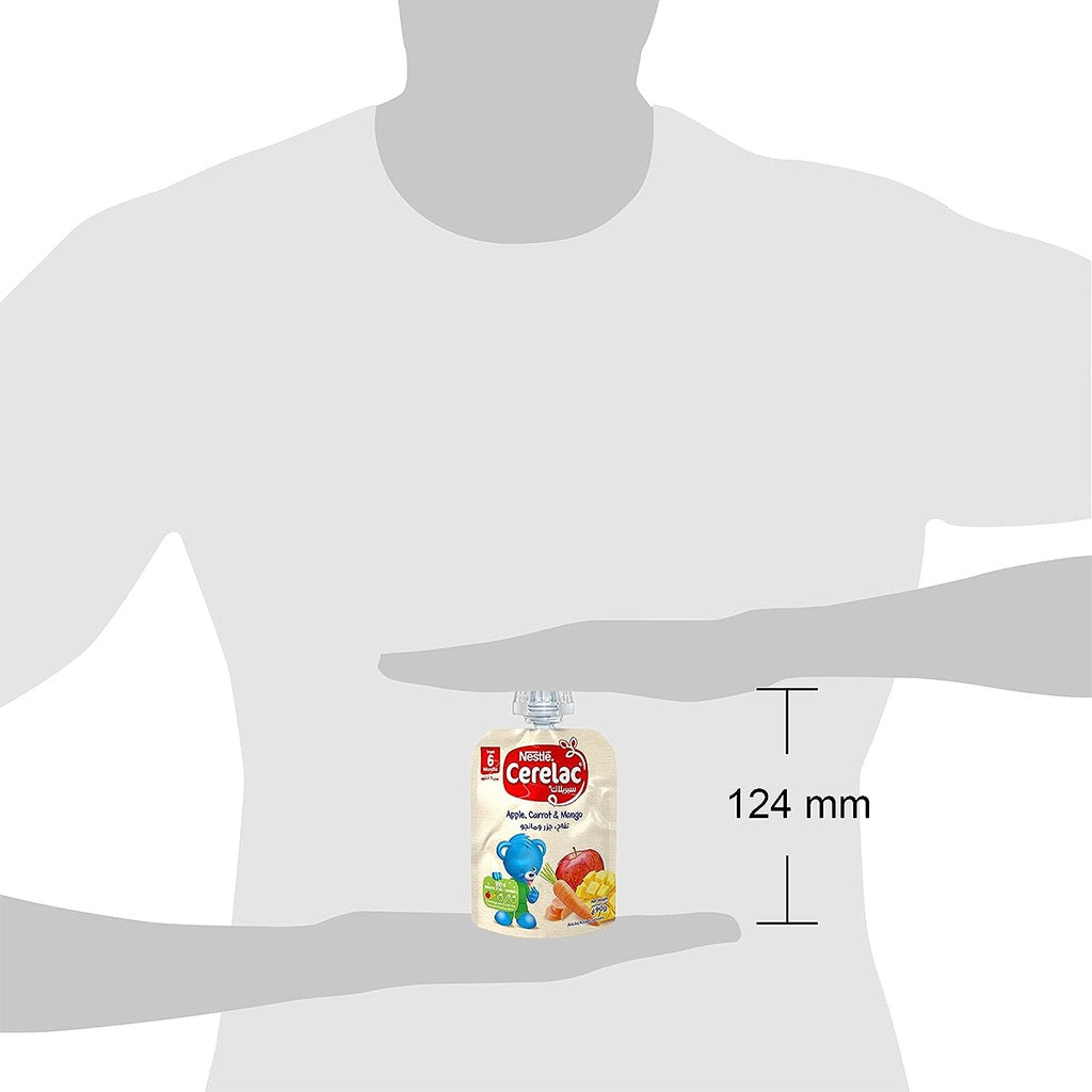 Nestle Cerelac Fruits Puree Pouch With Apple, Carrot & Mango For Babies From 6 Months, 16 x 90g, Pack of 16's - Easy Pharmacy LLC