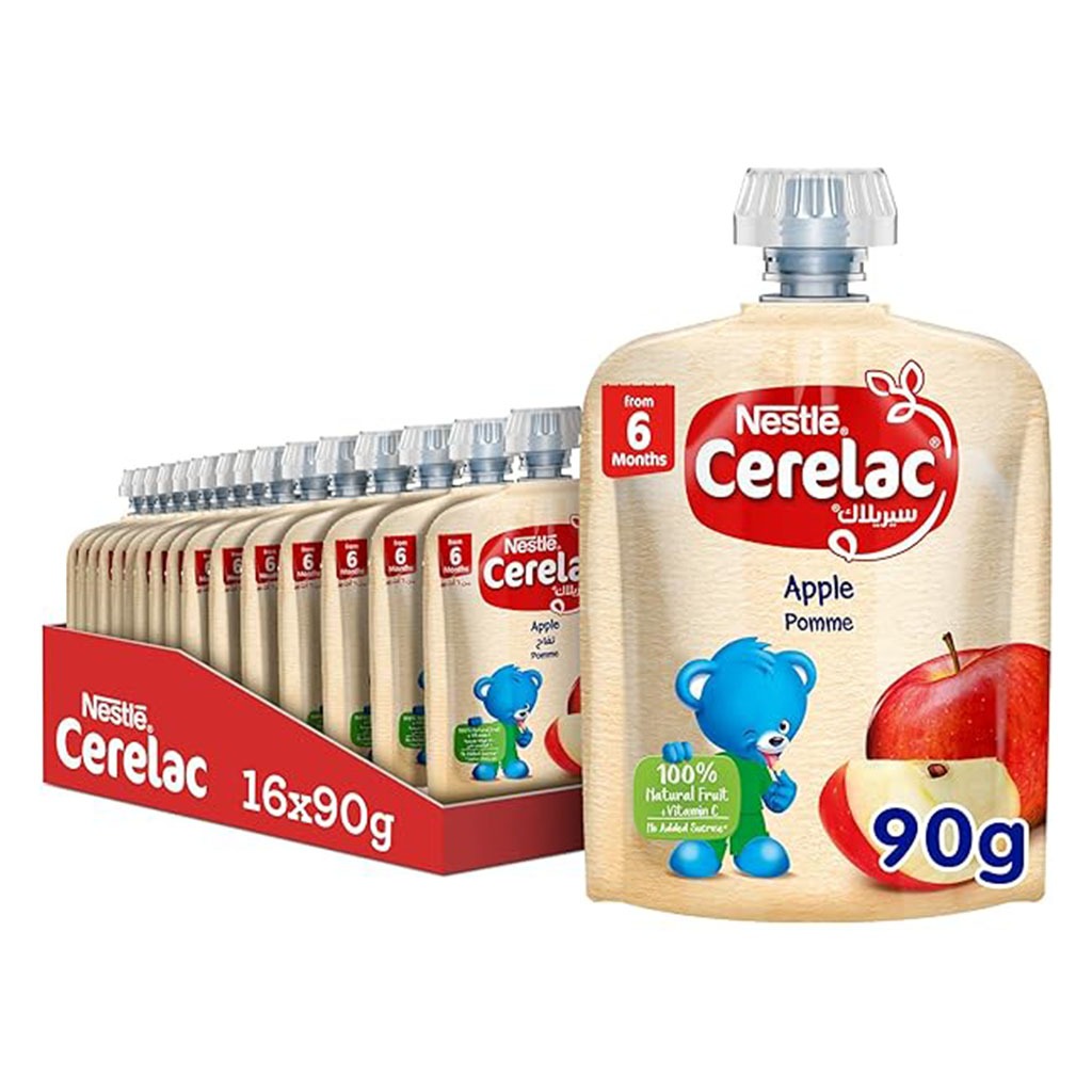 Nestle Cerelac Fruits Puree Pouch With Apple For Babies From 6 Months, 16 x 90g, Pack of 16's - Easy Pharmacy LLC