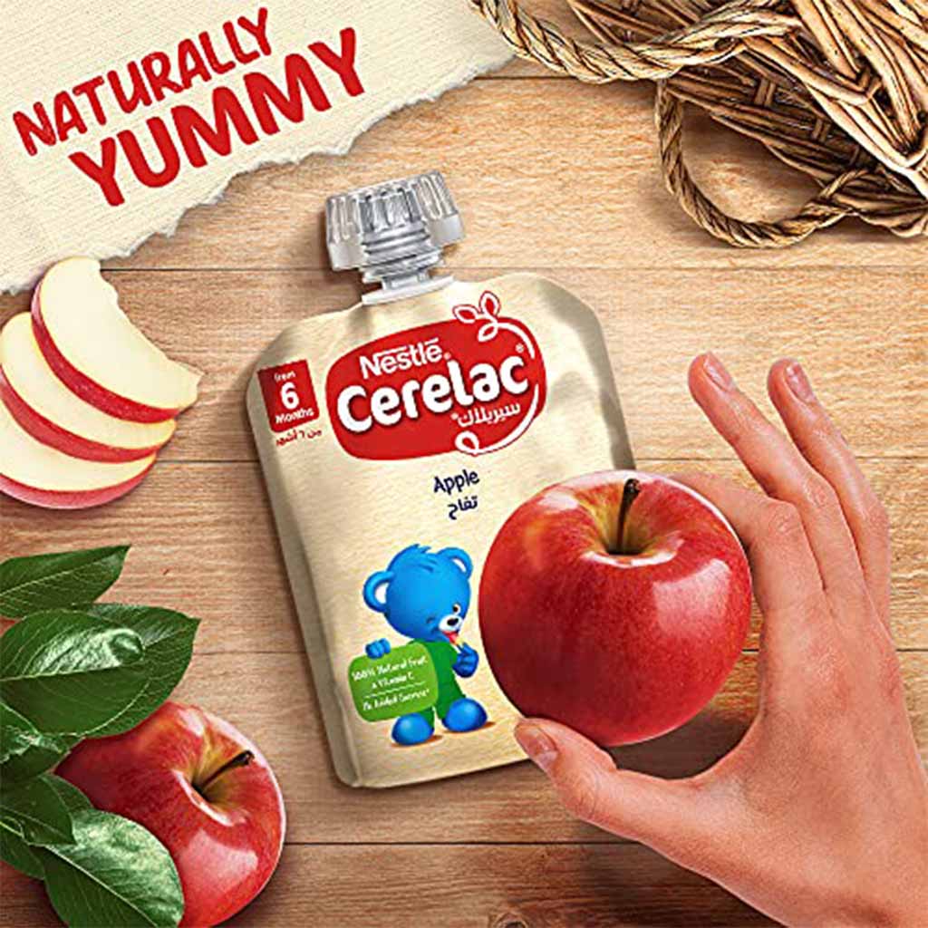 Nestle Cerelac Fruits Puree Pouch With Apple For Babies From 6 Months, 16 x 90g, Pack of 16's - Easy Pharmacy LLC