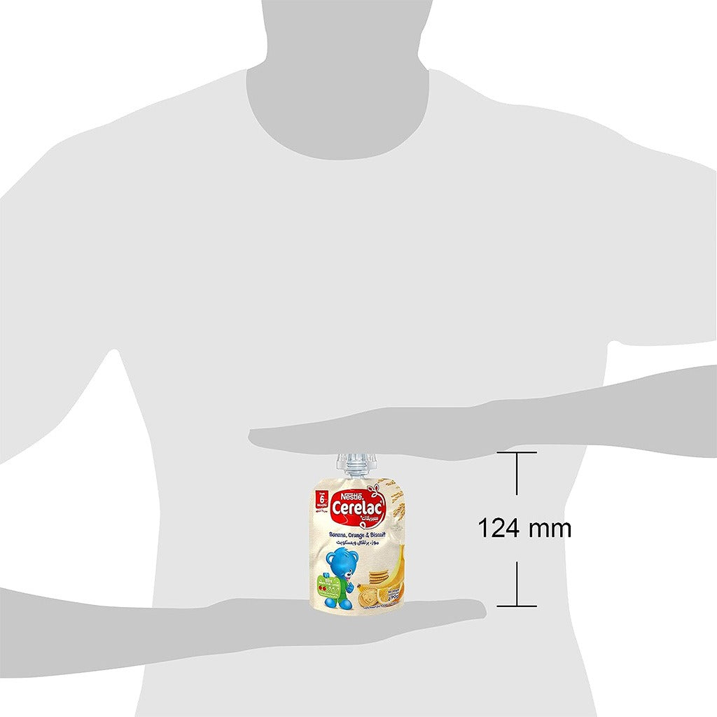 Nestle Cerelac Fruits Puree Pouch With Banana, Orange & Biscuit For Babies From 6 Months, 16 x 90g, Pack of 16's - Easy Pharmacy LLC