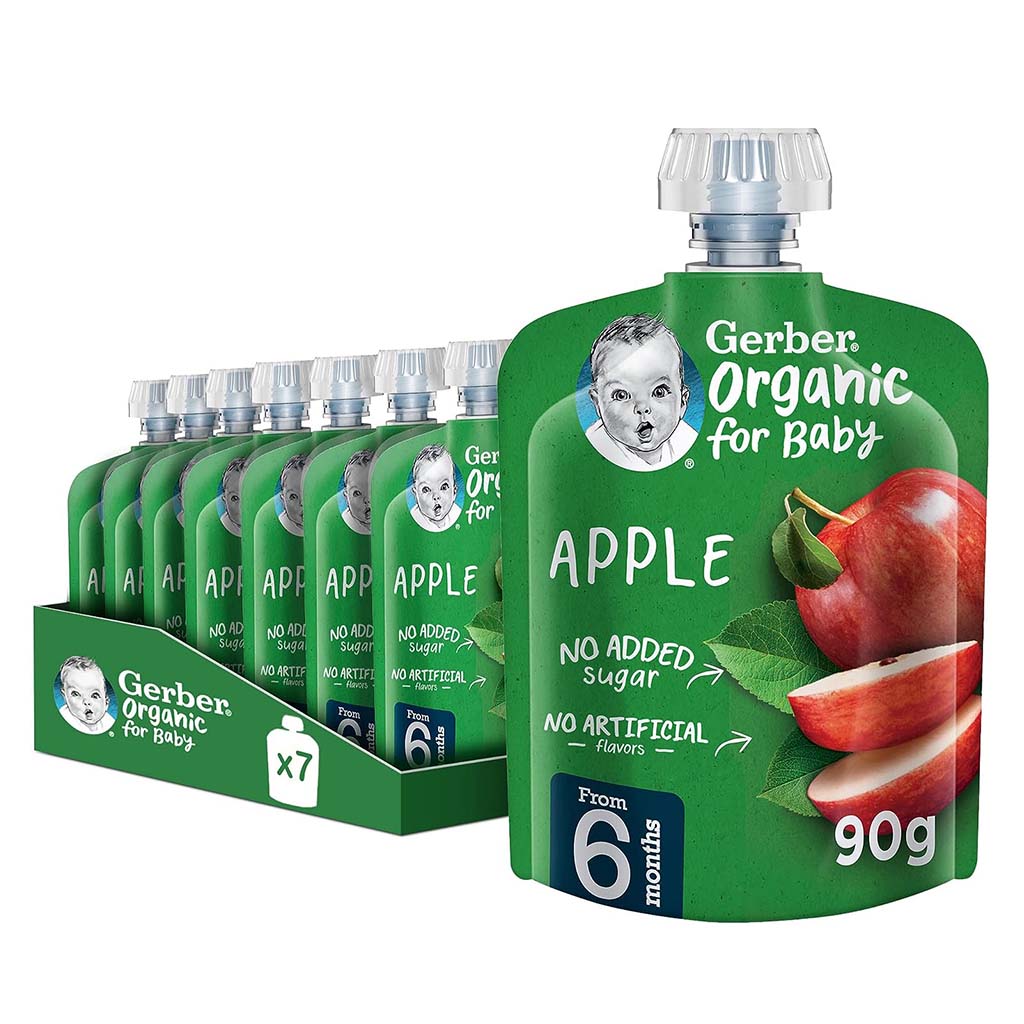 Gerber Organic Puree With Apple For Babies From 6 Months, 7 x 90g, Pack of 7's - Easy Pharmacy LLC