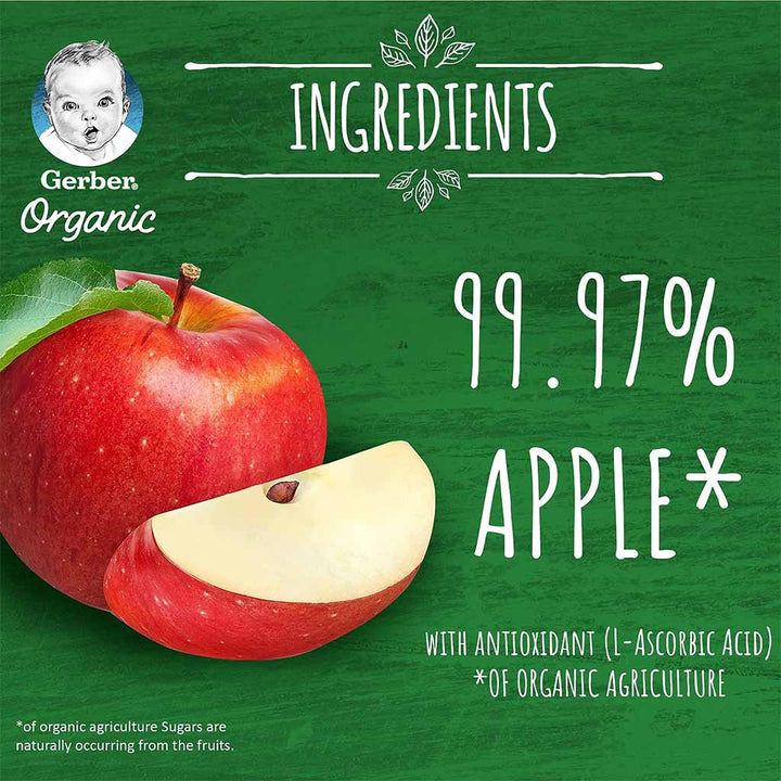 Gerber Organic Puree With Apple For Babies From 6 Months, 7 x 90g, Pack of 7's - Easy Pharmacy LLC