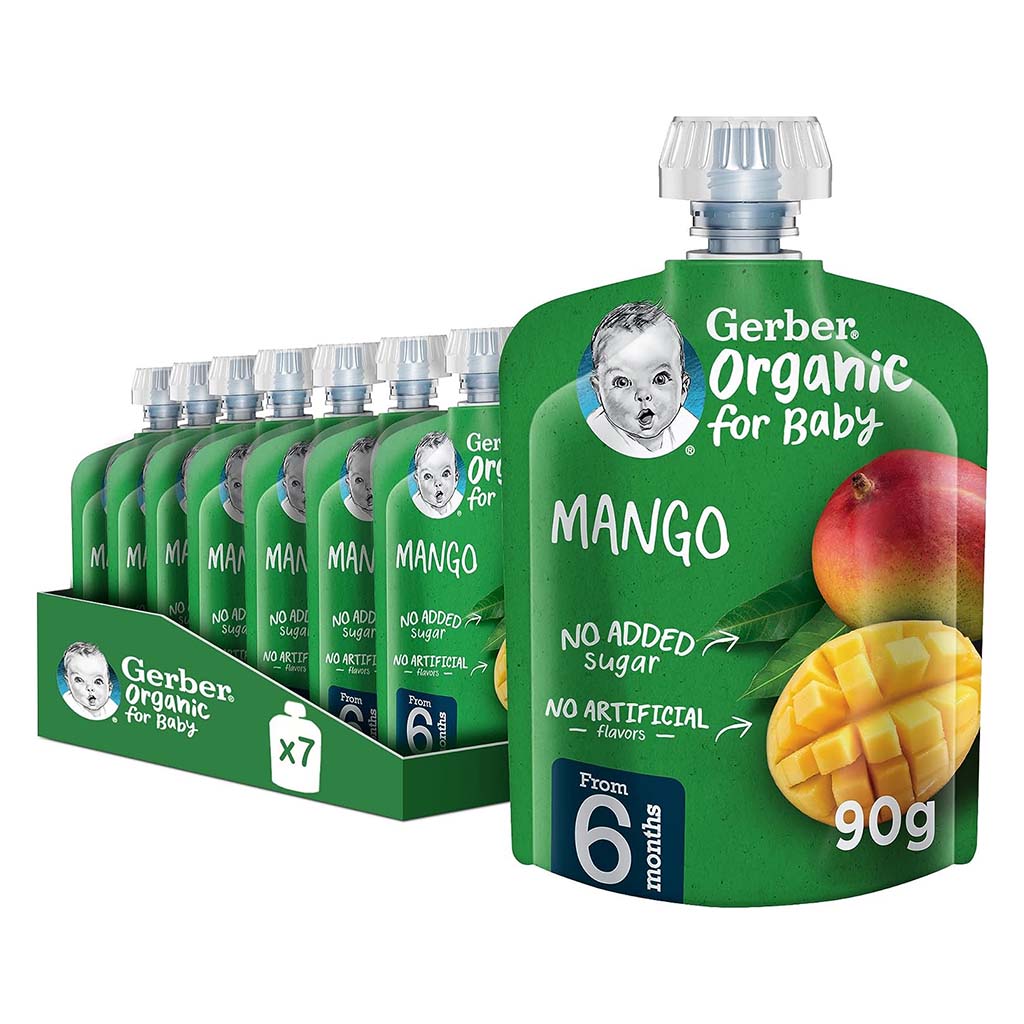 Gerber Organic Puree With Mango For Babies From 6 Months, 7 x 90g, Pack of 7's - Easy Pharmacy LLC