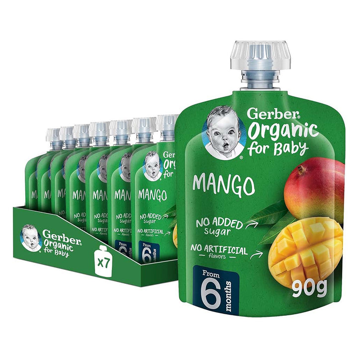 Gerber Organic Puree With Mango For Babies From 6 Months, 7 x 90g, Pack of 7's - Easy Pharmacy LLC