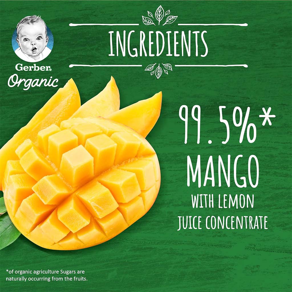 Gerber Organic Puree With Mango For Babies From 6 Months, 7 x 90g, Pack of 7's - Easy Pharmacy LLC