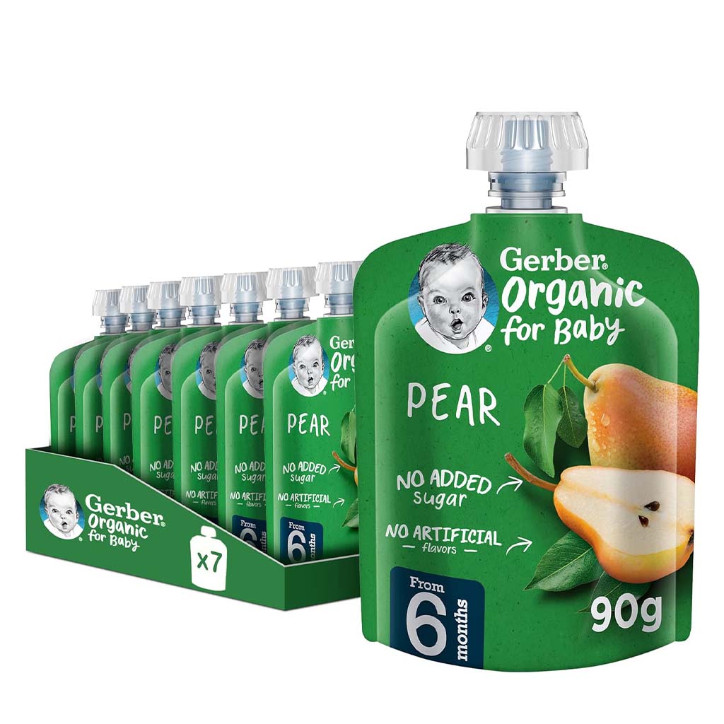 Gerber Organic Puree With Pear For Babies From 6 Months, 7 x 90g, Pack of 7's - Easy Pharmacy LLC