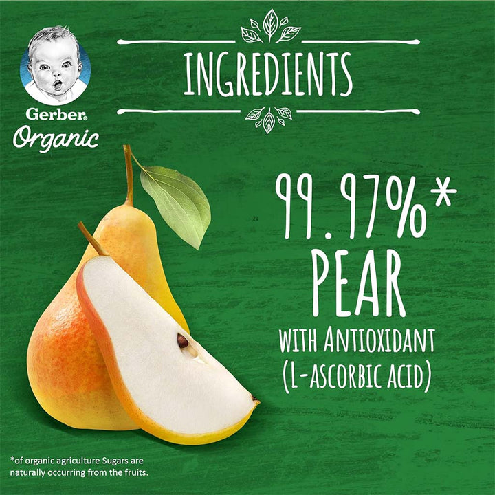 Gerber Organic Puree With Pear For Babies From 6 Months, 7 x 90g, Pack of 7's - Easy Pharmacy LLC