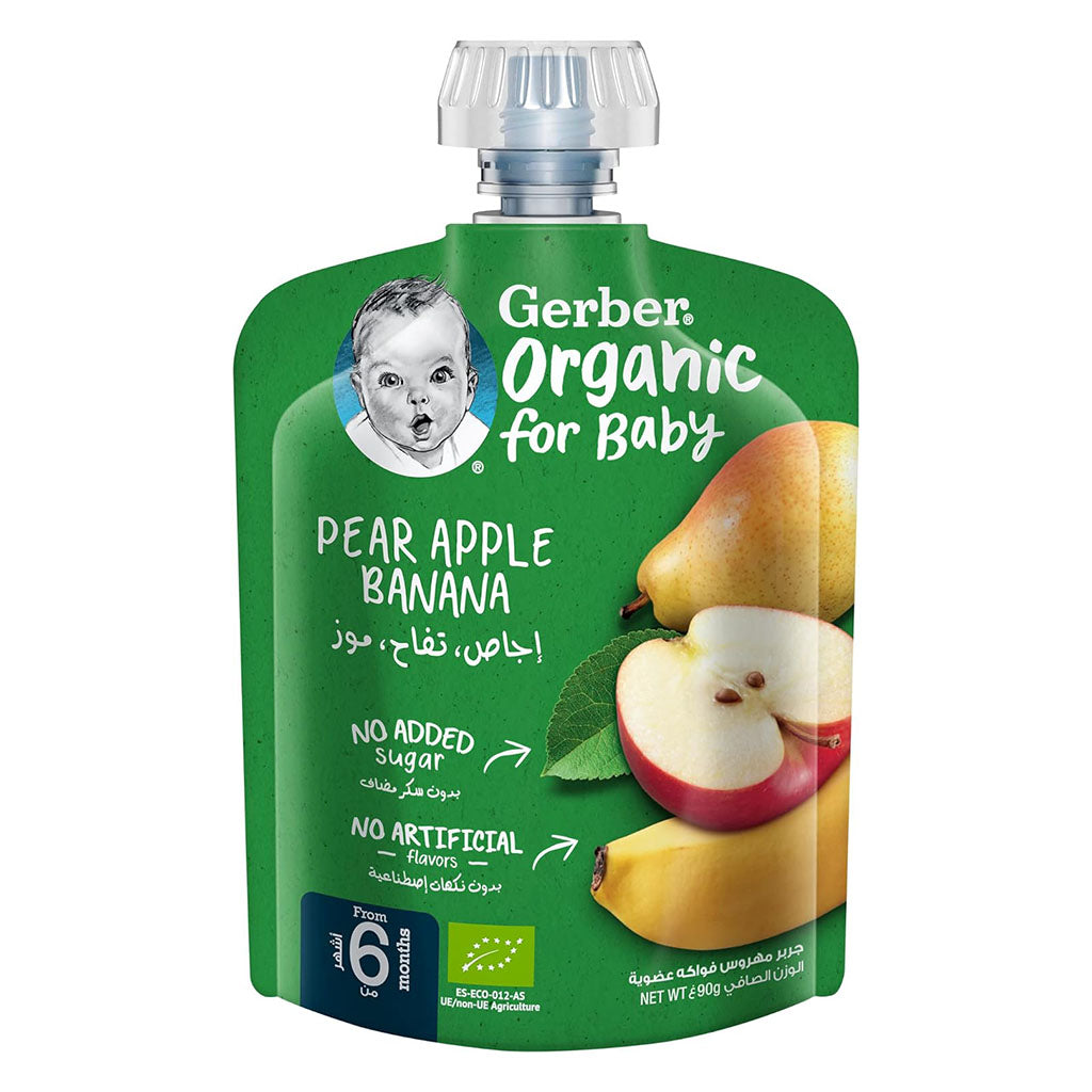 Gerber Organic Puree With Pear, Apple, & Banana For Babies From 6 Months, 7 x 90g, Pack of 7's - Easy Pharmacy LLC