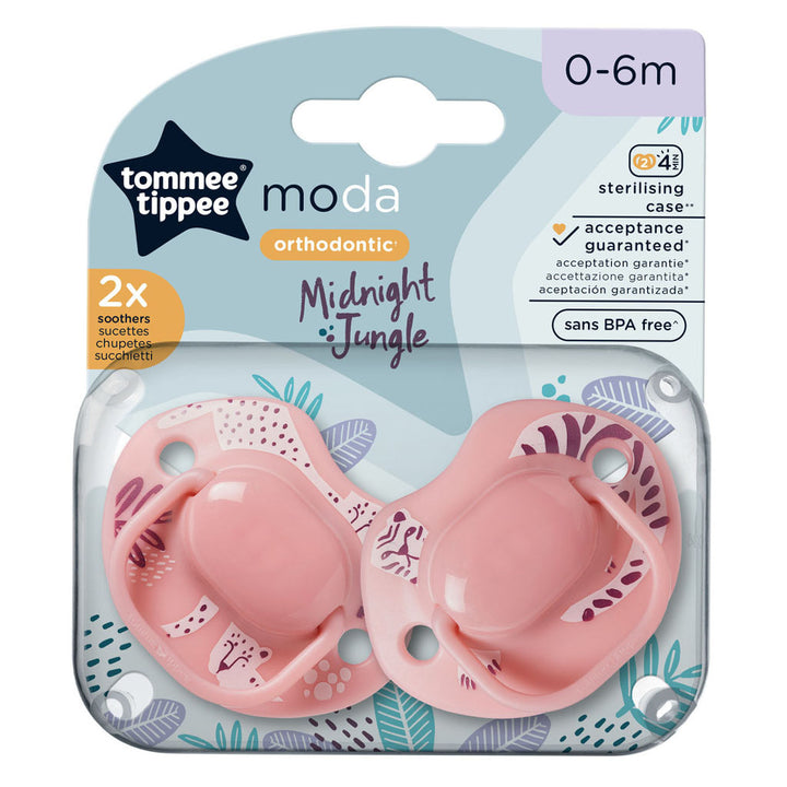 Tommee Tippee Moda Soother In Pink Color For 0-6 Months Infant, Pack of 2's - Easy Pharmacy LLC