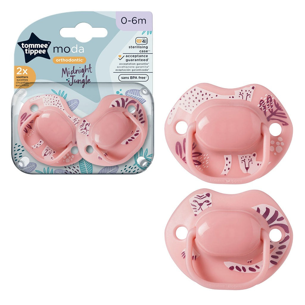 Tommee Tippee Moda Soother In Pink Color For 0-6 Months Infant, Pack of 2's - Easy Pharmacy LLC