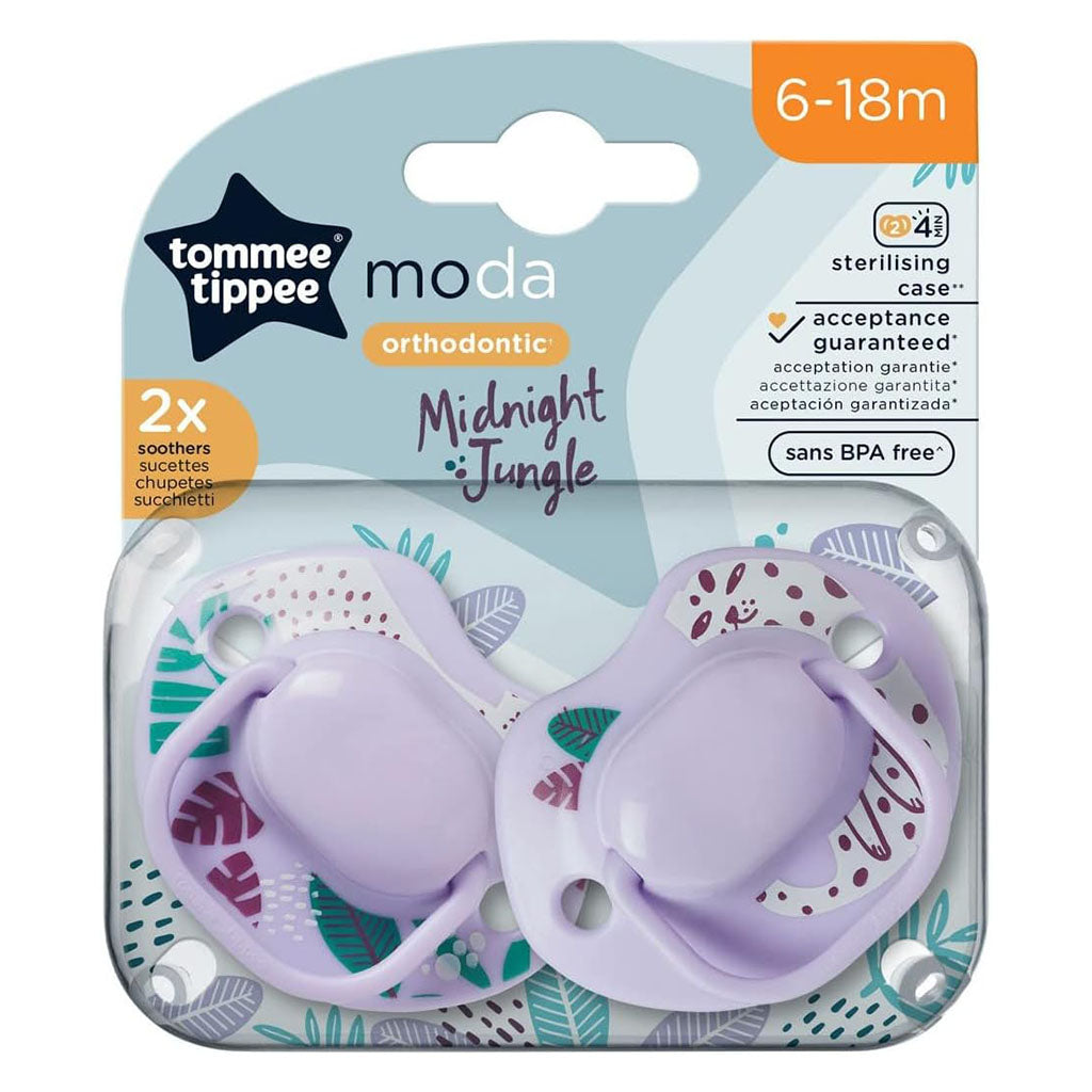Tommee Tippee Moda Soother In Purple Color For 6-18 Months Infant, Pack of 2's - Easy Pharmacy LLC