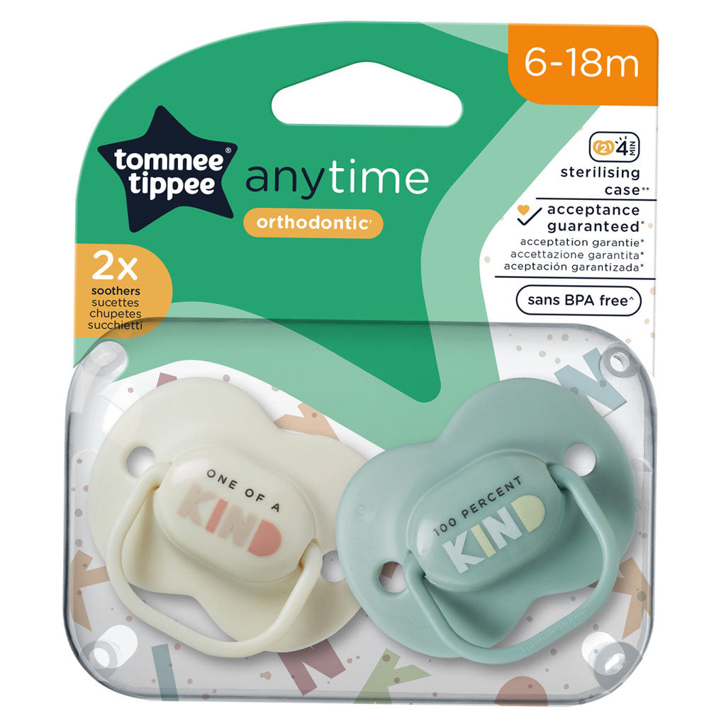 Tommee Tippee Anytime Orthodontic Mixed Color Soother For 6-18 Months, Pack of 2's - Easy Pharmacy LLC
