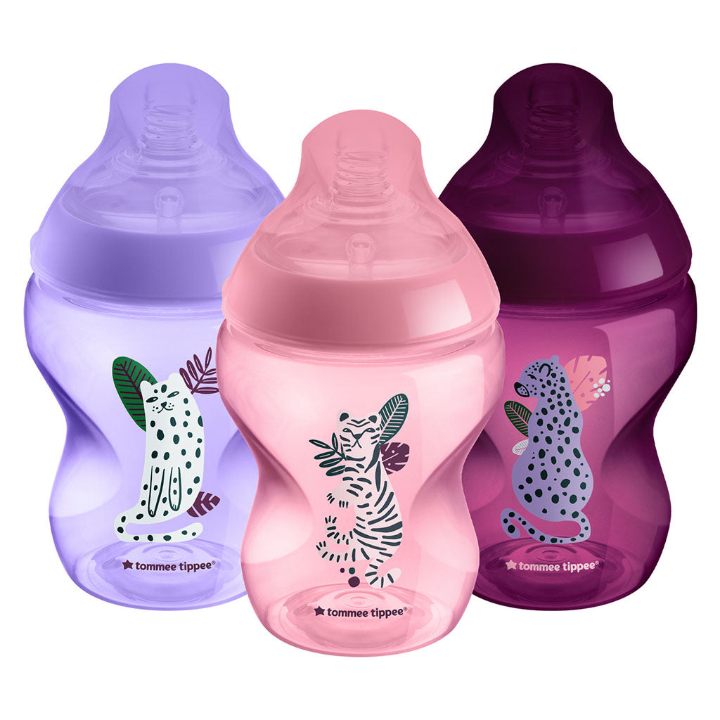 Tommee Tippee Closer To Nature Midnight Jungle Slow Flow Baby Feeding Bottle For 0+ Months 260ml, Pack of 3’s - Easy Pharmacy LLC