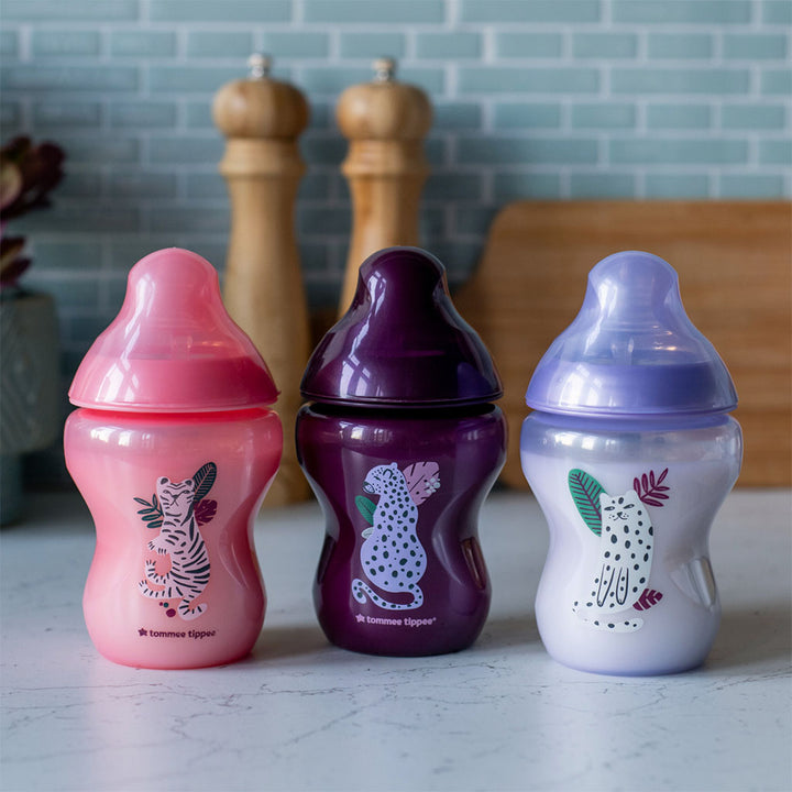 Tommee Tippee Closer To Nature Midnight Jungle Slow Flow Baby Feeding Bottle For 0+ Months 260ml, Pack of 3’s - Easy Pharmacy LLC