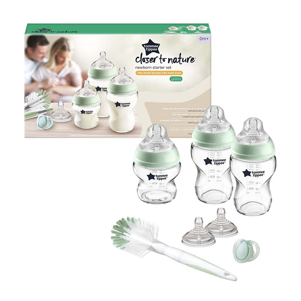 Tommee Tippee Closer To Nature Newborn Starter Clear Glass Baby Feeding Bottle Set For 0+ Months - Assorted - Easy Pharmacy LLC