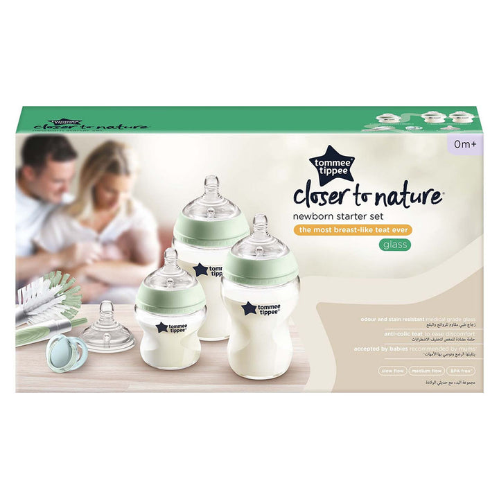 Tommee Tippee Closer To Nature Newborn Starter Clear Glass Baby Feeding Bottle Set For 0+ Months - Assorted - Easy Pharmacy LLC