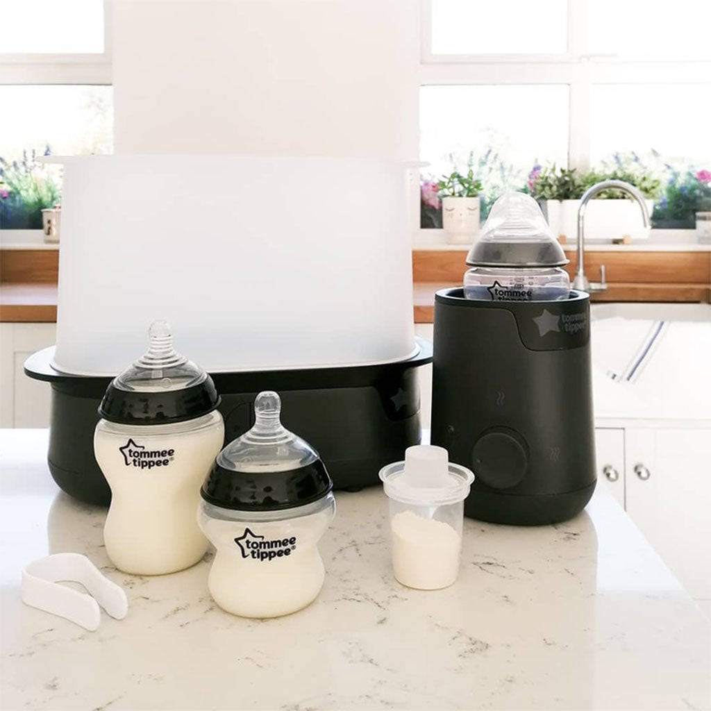 Tommee Tippee Closer To Nature Complete Infant Feeding Set With Electric Steam Sterilizer For 0+ Months - Black Color, Kit of 19 Pieces - Easy Pharmacy LLC