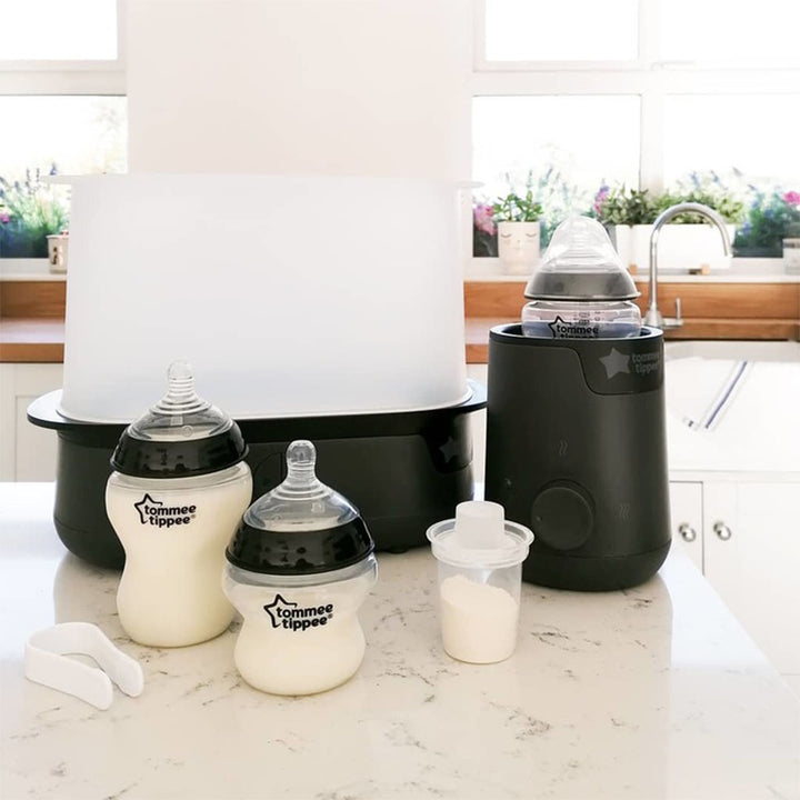 Tommee Tippee Closer To Nature Complete Infant Feeding Set With Electric Steam Sterilizer For 0+ Months - Black Color, Kit of 19 Pieces - Easy Pharmacy LLC