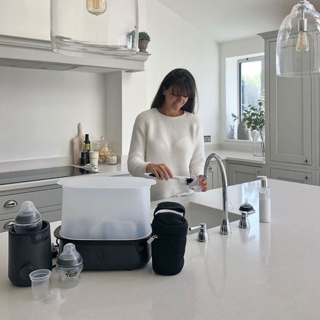 Tommee Tippee Closer To Nature Complete Infant Feeding Set With Electric Steam Sterilizer For 0+ Months - Black Color, Kit of 19 Pieces - Easy Pharmacy LLC