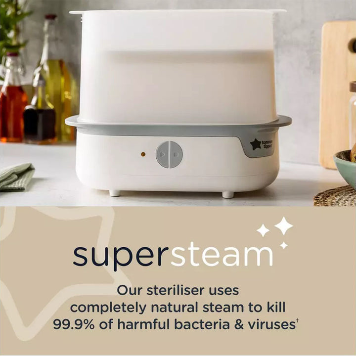 Tommee Tippee Closer To Nature Complete Infant Feeding Set With Electric Steam Sterilizer For 0+ Months - White Color, Kit of 12 Pieces - Easy Pharmacy LLC
