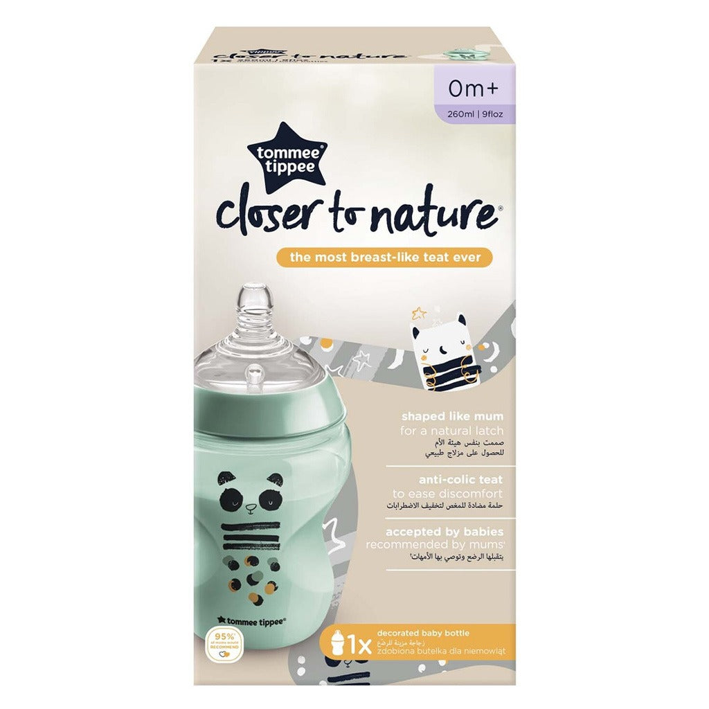 Tommee Tippee Closer To Nature Pip The Panda - Slow Flow Baby Feeding Bottle For 0+ Months 260ml - Easy Pharmacy LLC