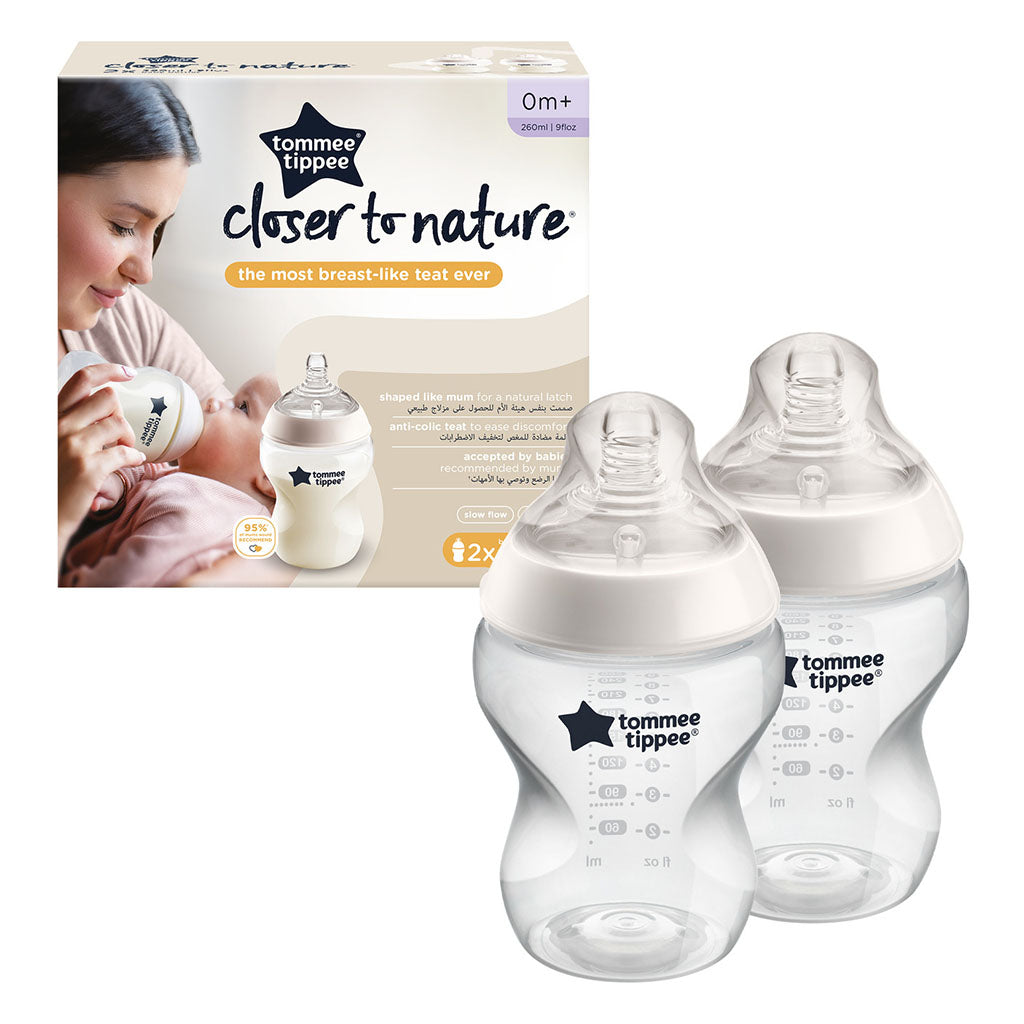 Tommee Tippee Closer To Nature Baby Feeding Clear Bottle For 0+ Months 260ml, Pack of 2’s - Easy Pharmacy LLC