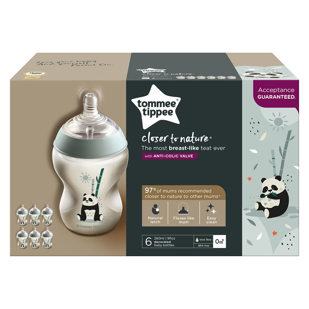 Tommee Tippee Closer To Nature Slow Flow Baby Feeding Bottle 260ml For 0+ Months, Pack of 6's - Easy Pharmacy LLC