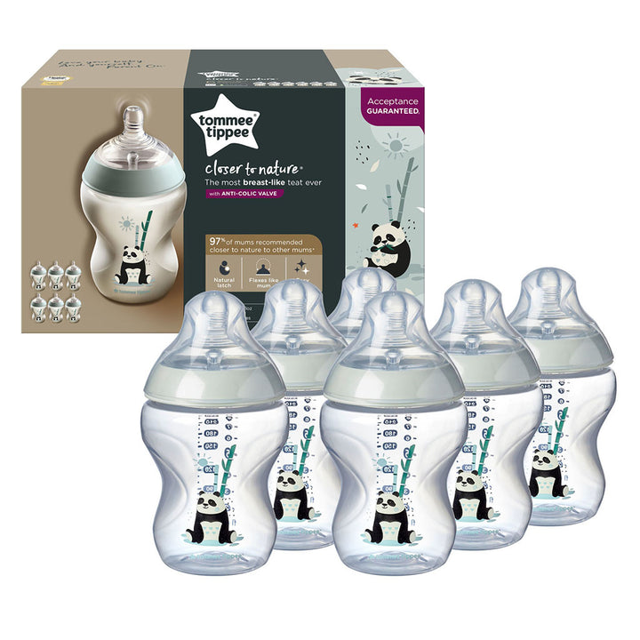 Tommee Tippee Closer To Nature Slow Flow Baby Feeding Bottle 260ml For 0+ Months, Pack of 6's - Easy Pharmacy LLC