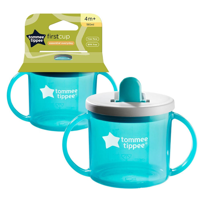 Tommee Tippee Slow Flow Baby Feeding Everyday Essential First Cup For 4+ Months - Blue, 190ml - Easy Pharmacy LLC