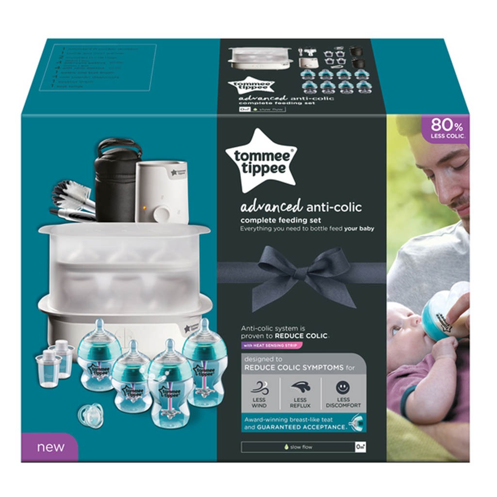 Tommee Tippee Advanced Anti Colic Valve Complete Infant Feeding Set With Electric Steam Sterilizer For 0+ Months - White Color, Kit of 19 Pieces - Easy Pharmacy LLC