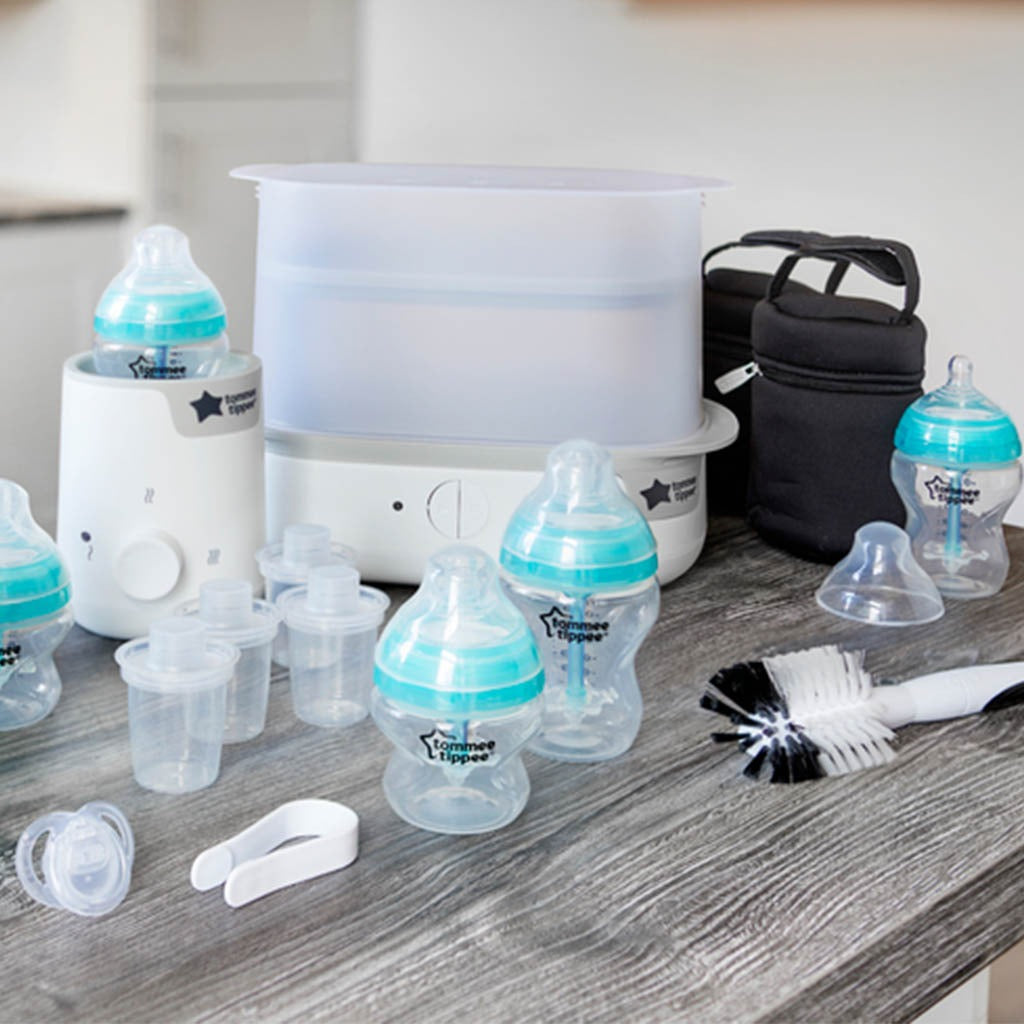 Tommee Tippee Advanced Anti Colic Valve Complete Infant Feeding Set With Electric Steam Sterilizer For 0+ Months - White Color, Kit of 19 Pieces - Easy Pharmacy LLC