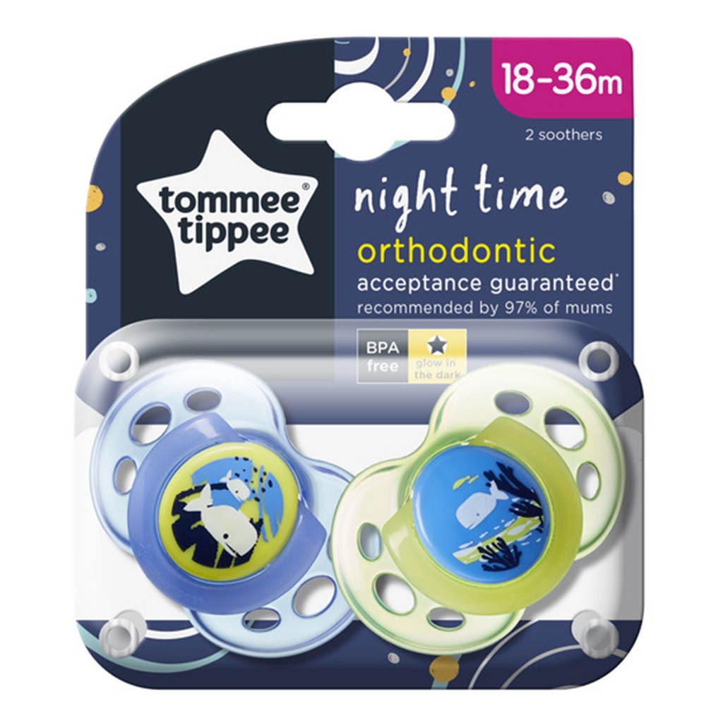Tommee Tippee Nighttime Baby Soother For 18 To 36 Months Toddlers - Assorted Color, Pack of 2’s - Easy Pharmacy LLC