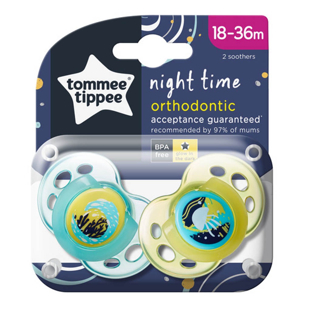 Tommee Tippee Nighttime Baby Soother For 18 To 36 Months Toddlers - Assorted Color, Pack of 2’s - Easy Pharmacy LLC