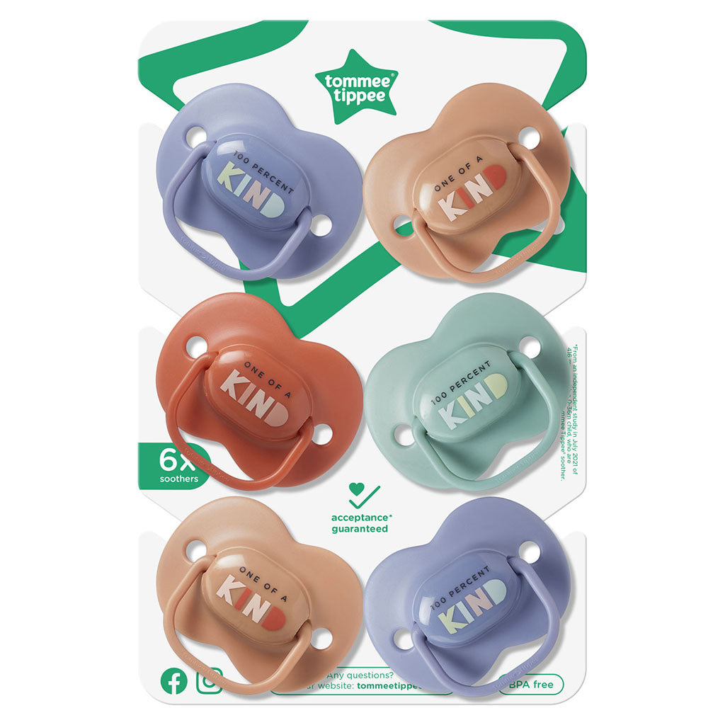 Tommee Tippee Kind Anytime Baby Soother Dummies For 6 To 18 Months - Multi Color, Pack of 6’s - Easy Pharmacy LLC
