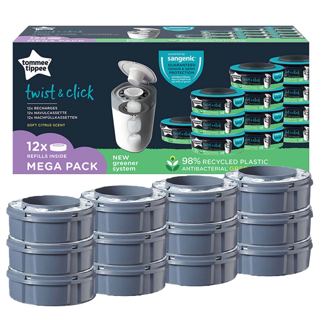 Tommee Tippee Twist & Click Sangenic Universal Refill Cassette For Nappy Disposal, Pack of 12’s - Easy Pharmacy LLC