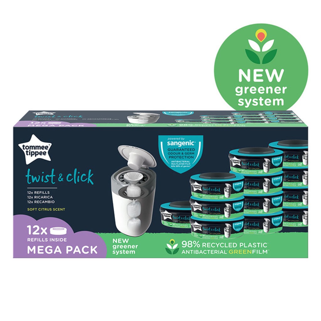 Tommee Tippee Twist & Click Sangenic Universal Refill Cassette For Nappy Disposal, Pack of 12’s - Easy Pharmacy LLC