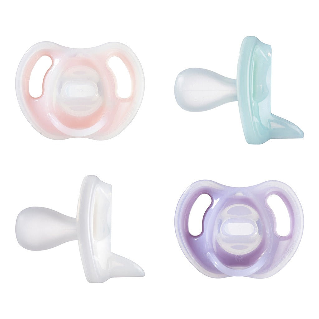 Tommee Tippee Ultralight Soft One Piece Silicone Baby Soother For 0 To 6 Months- Pink/Purple Color, Pack of 4’s - Easy Pharmacy LLC