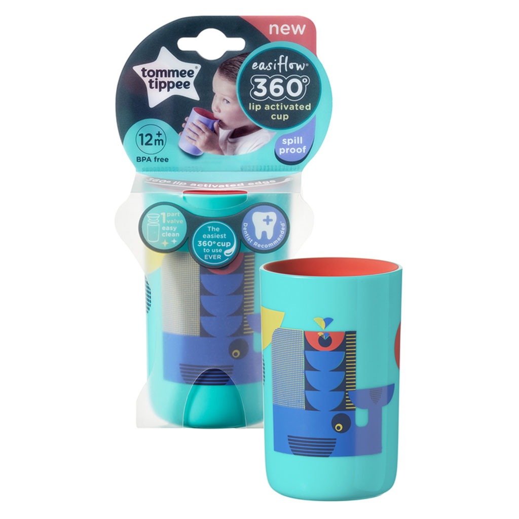 Tommee Tippee 360° Easy Flow Lip Activated Toddlers Sipping Cup From 12+ Months - Blue/Pink, 250ml - Easy Pharmacy LLC