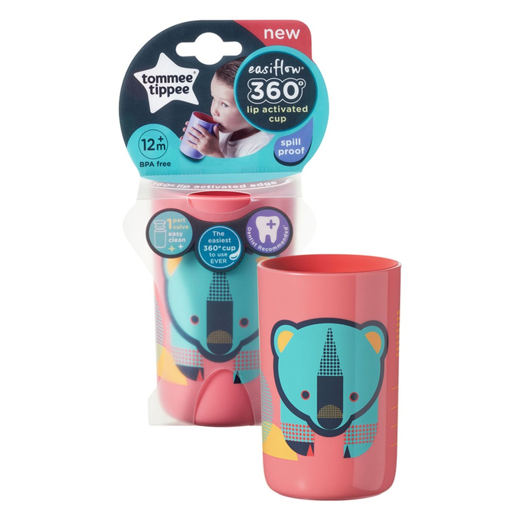 Tommee Tippee 360° Easy Flow Lip Activated Toddlers Sipping Cup From 12+ Months - Blue/Pink, 250ml - Easy Pharmacy LLC