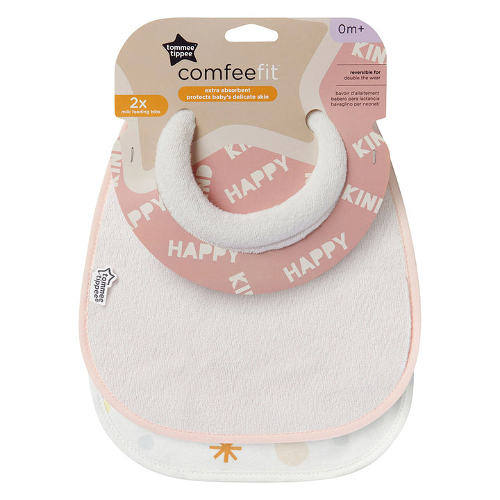 Tommee Tippee Closer To Nature Comfee Fit Light Baby Bibs For 0+ Months - Pink, Pack of 2’s - Easy Pharmacy LLC