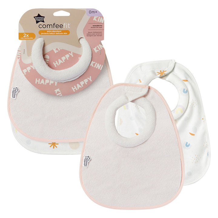 Tommee Tippee Closer To Nature Comfee Fit Light Baby Bibs For 0+ Months - Pink, Pack of 2’s - Easy Pharmacy LLC