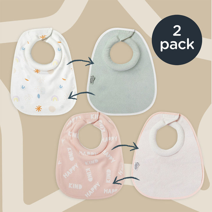 Tommee Tippee Closer To Nature Comfee Fit Light Baby Bibs For 0+ Months - Pink, Pack of 2’s - Easy Pharmacy LLC