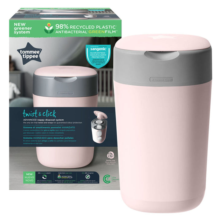 Tommee Tippe Twist And Click Advanced Nappy Disposal Bin - Pink - Easy Pharmacy LLC