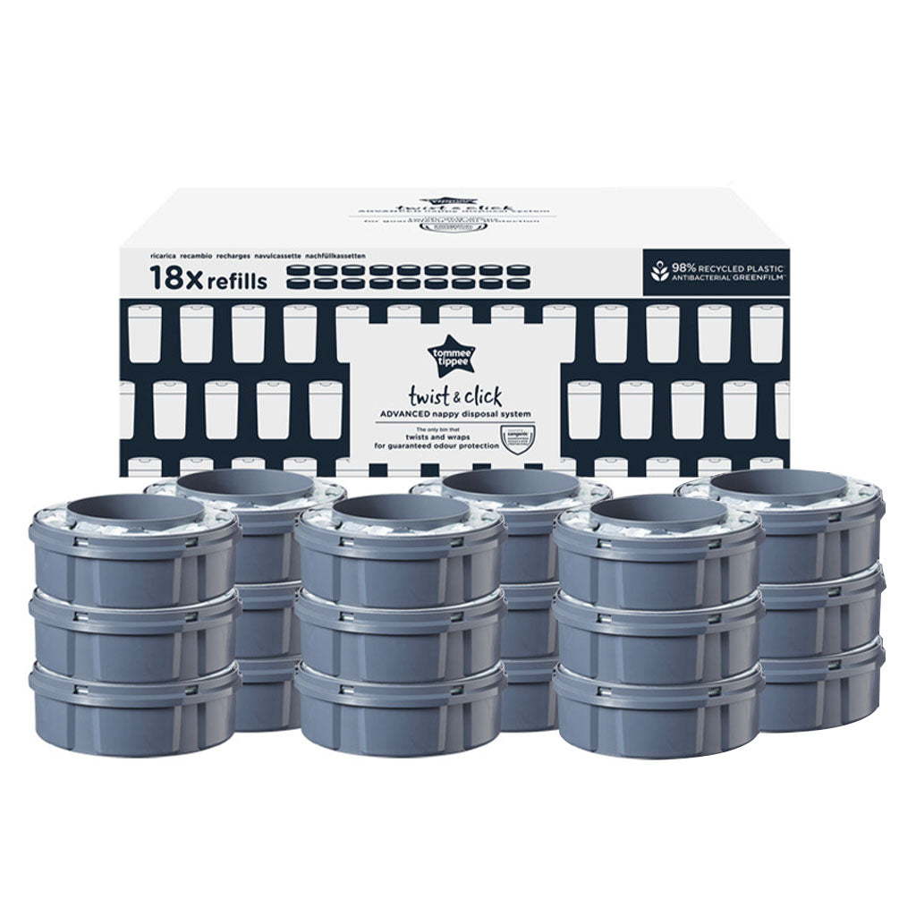 Tommee Tippee Twist And Click Nappy Disposal Bin Refill Cassette, Pack of 18’s - Easy Pharmacy LLC