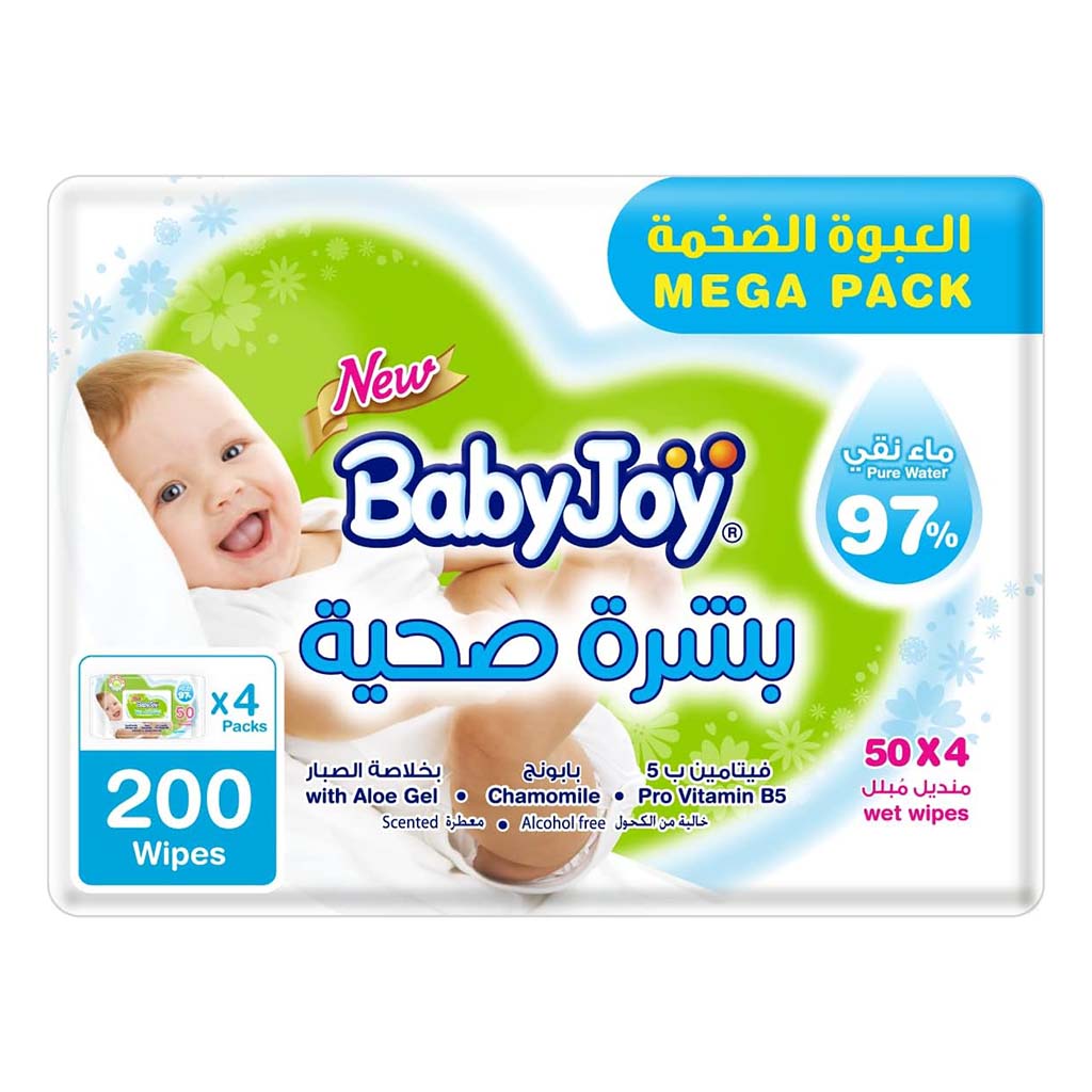 BabyJoy Healthy Skin Gentle Baby Wet Wipes With 0% Alcohol, Mega Pack of 200's - Easy Pharmacy LLC