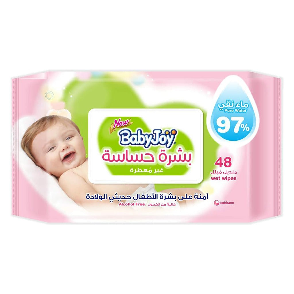 BabyJoy Sensitive Skin Baby Wet Wipes With 0% Alcohol, Pack of 48's - Easy Pharmacy LLC