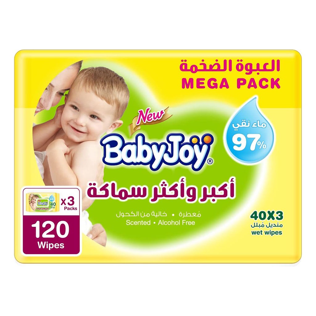 BabyJoy Thicker & Larger Baby Wet Wipes With 0% Alcohol, Pack of 120's - Easy Pharmacy LLC