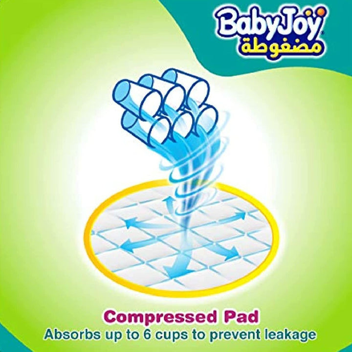 BabyJoy Compressed Diamond Pad Baby Diapers, Size 4, Large For 10-18Kg Baby, Giant Pack of 74's - Easy Pharmacy LLC