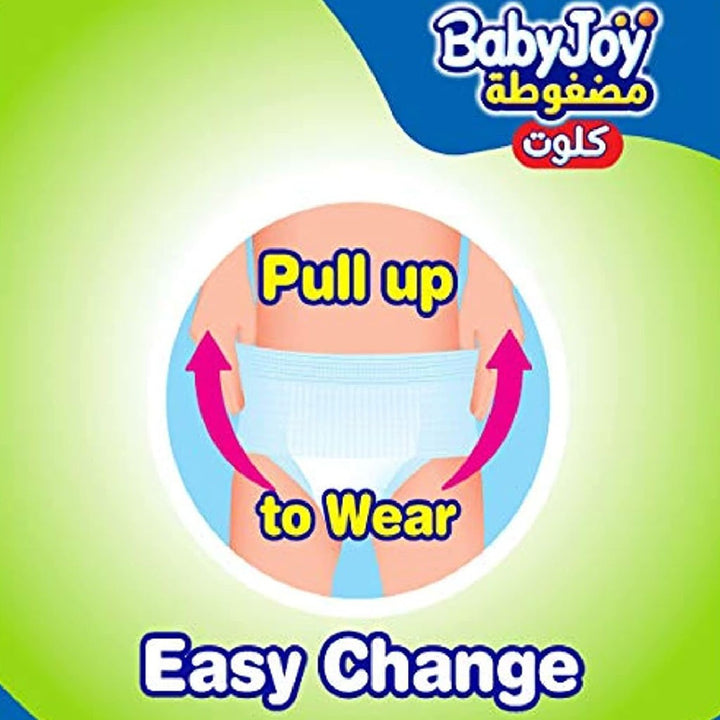 BabyJoy Compressed Diamond Pad Culotte Pant Baby Diapers, Size 6, Junior, XXL For 16-25Kg Baby, Jumbo Pack of 32's - Easy Pharmacy LLC